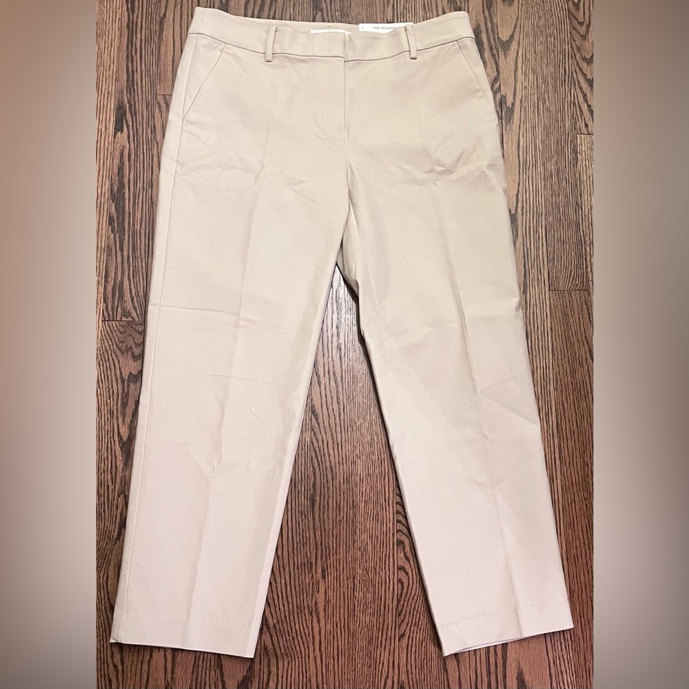 LOFT The Riviera Slim Women's Straight-Leg Chinos Cropped Pant in khaki